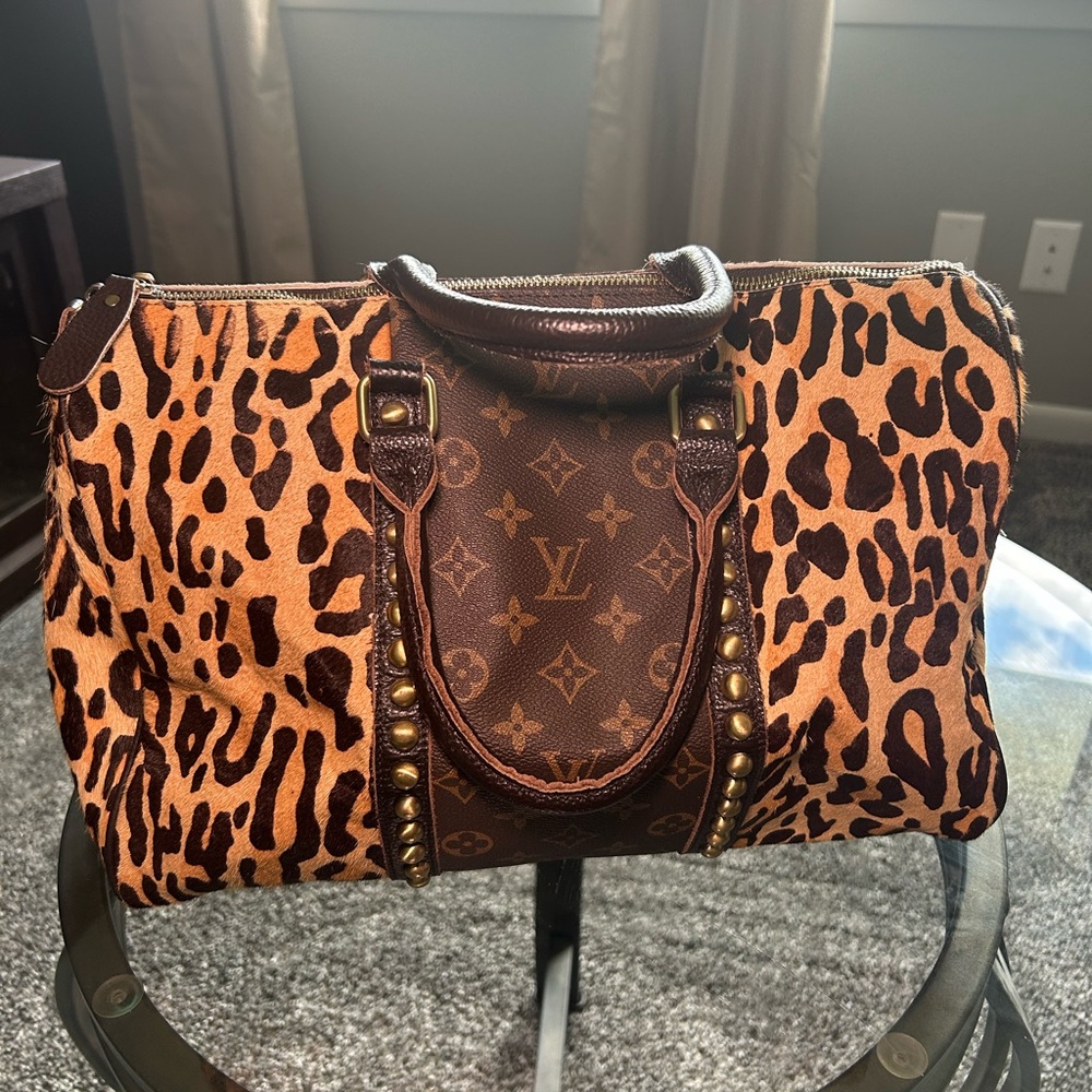 Repurposed Louis Vuitton Leopard Print Handbag